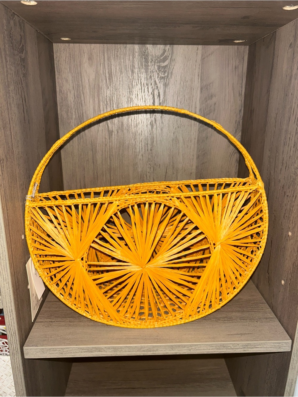 a new day Yellow Woven Round Tote Bag